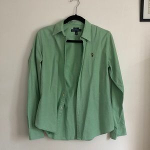 Green Ralph Lauren slim fit bottom down long sleeve